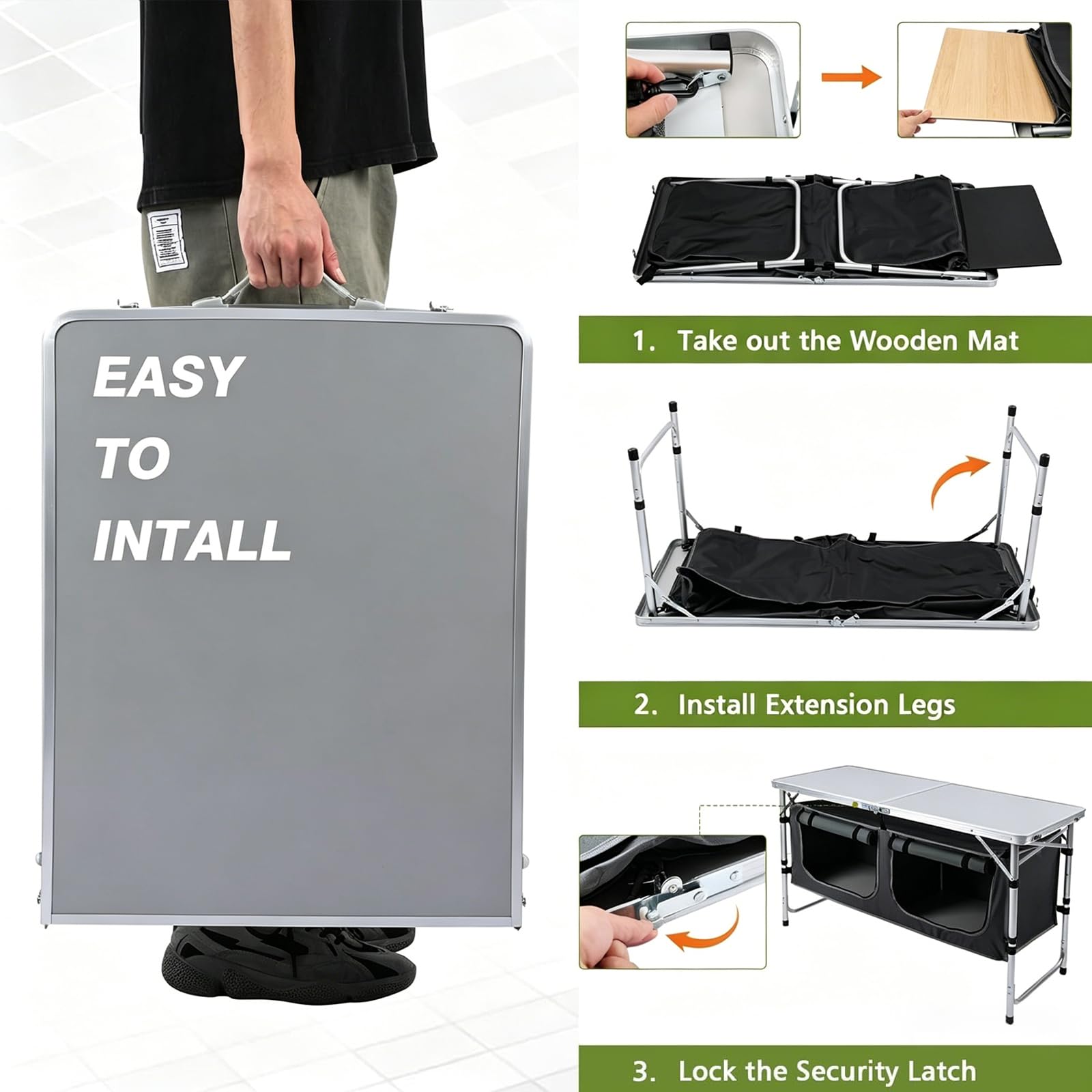 Aluminum Folding Camping Table Lightweight Portable Outdoor Table
