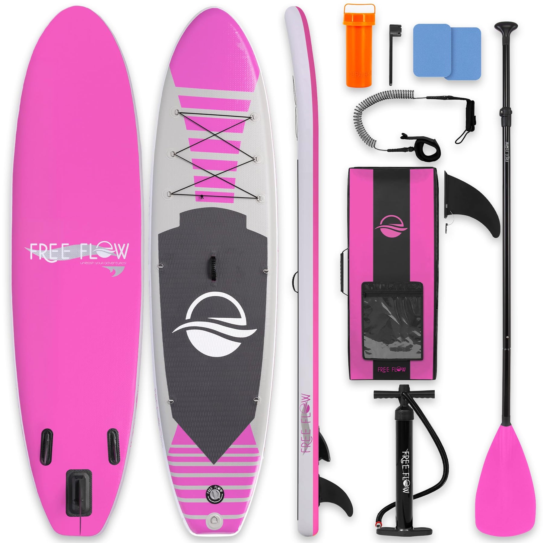 Wide Stable Inflatable Stand Up Paddle Board with SUP Kit and EVA Deck