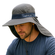 UPF 50 Cooling Wide Brim Sun Hat with Neck Flap for Hiking Fishing