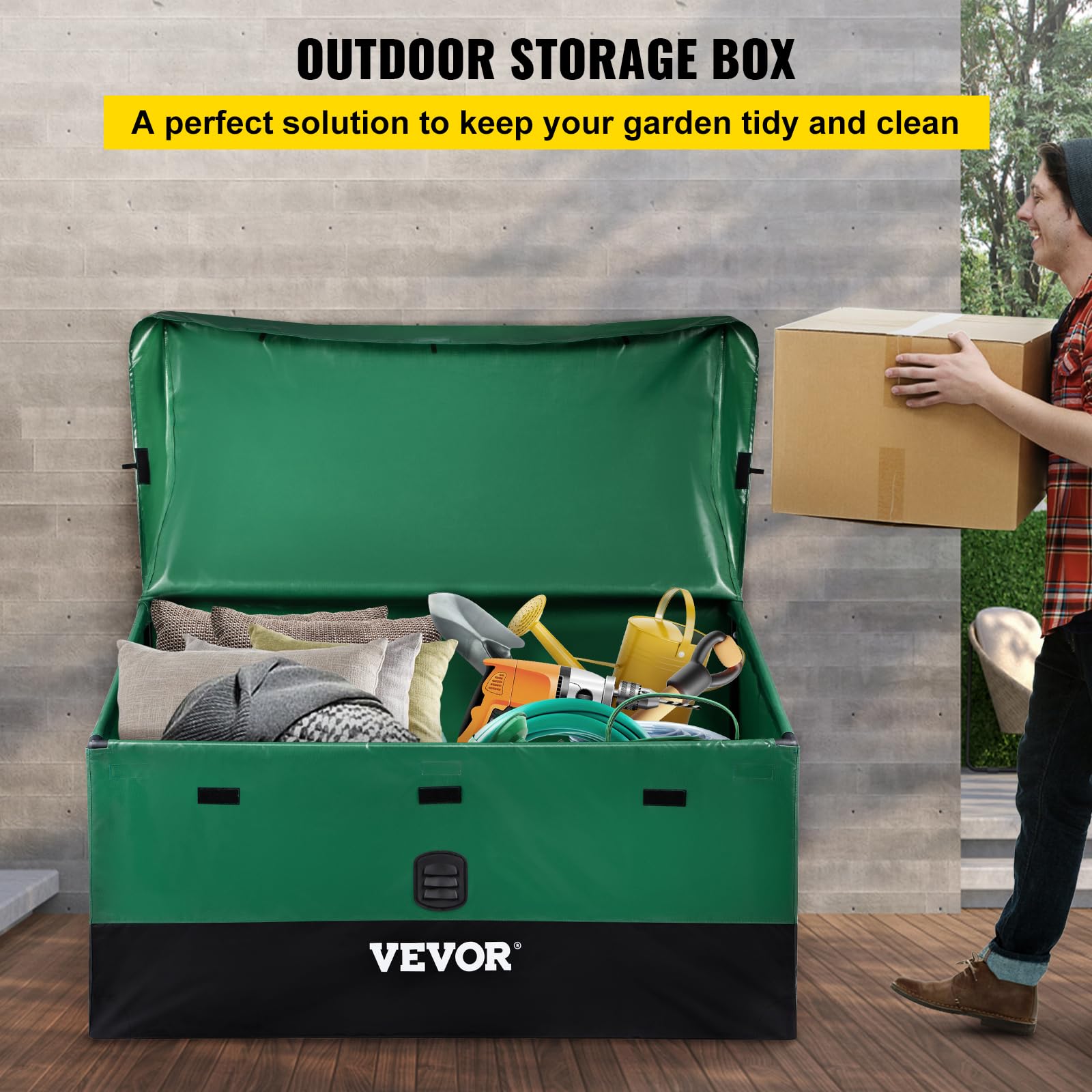 100 Gallon Waterproof Outdoor Storage Deck Box with Galvanized Frame
