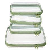 4 Piece Clear Hard Shell Zipper Pouches Travel Toiletry Organizer