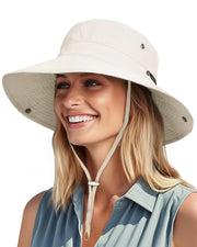 Womens Wide Brim Packable Ponytail Cowboy Sun Hat UV Protection