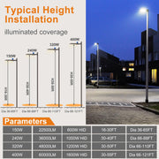 Commercial LED Parking Lot Lights with Arm Mount and Photocell 4 Pack