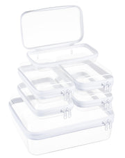 4 Piece Clear Hard Shell Zipper Pouches Travel Toiletry Organizer