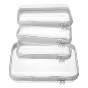 4 Piece Clear Hard Shell Zipper Pouches Travel Toiletry Organizer