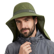 UPF 50 Cooling Wide Brim Sun Hat with Neck Flap for Hiking Fishing