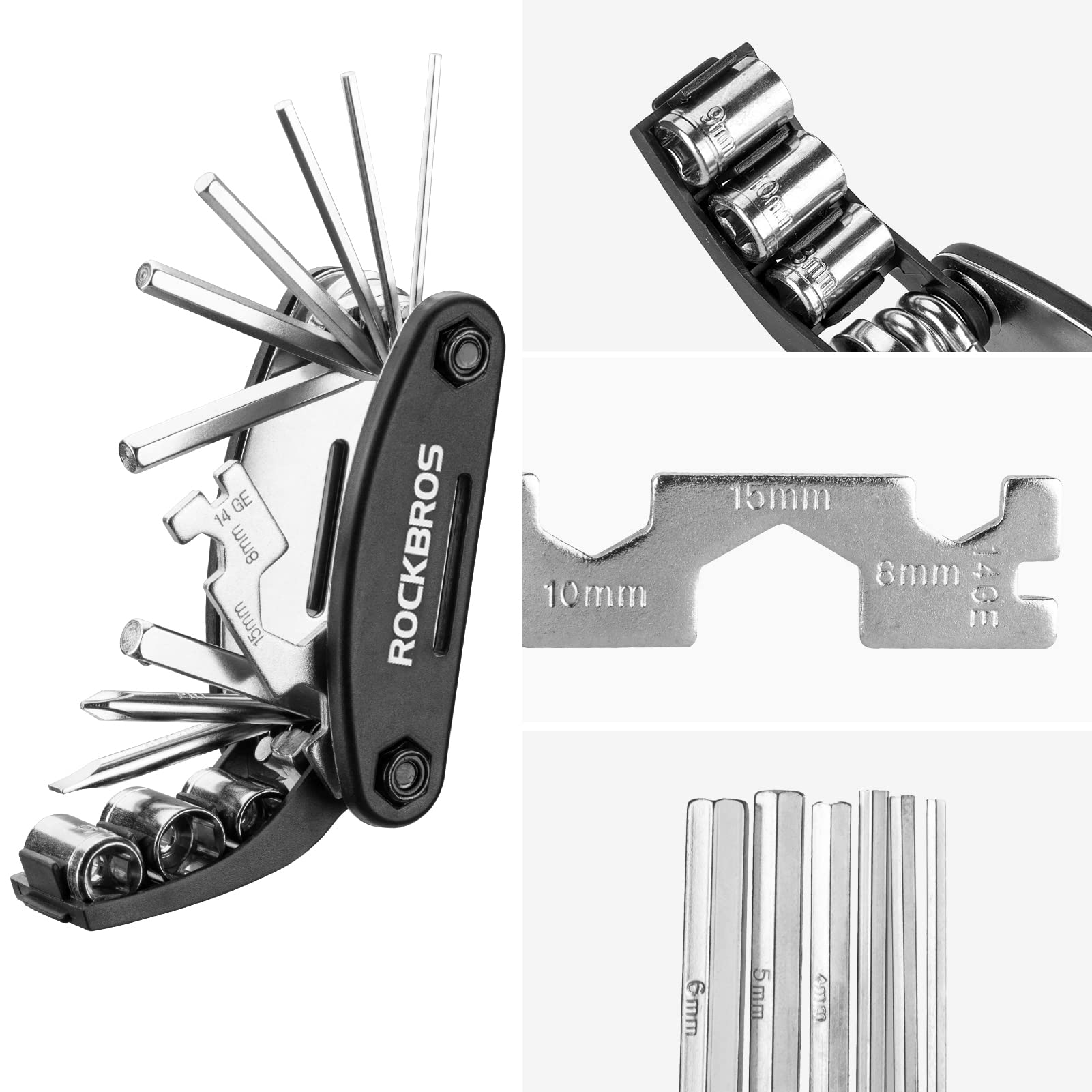 16 20 in 1 Portable Foldable Bike Multitool with Allen Wrench Tire Levers