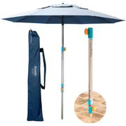 7ft Heavy Duty Beach Umbrella Easy Setup Anchor UPF 55 Protection