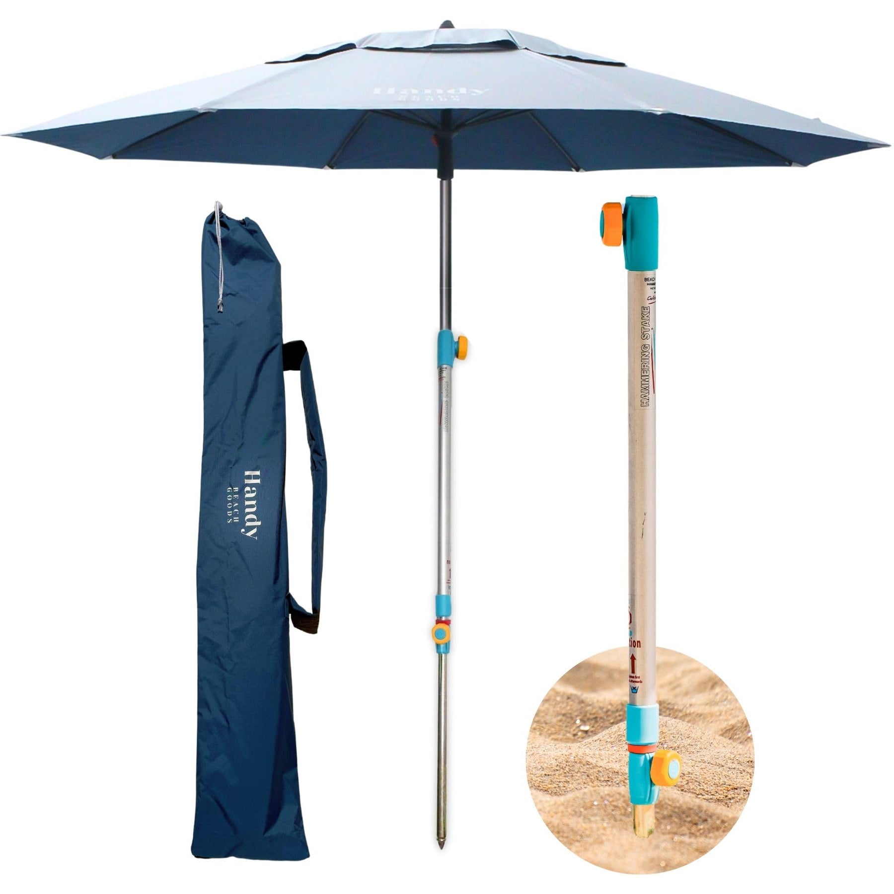 7ft Heavy Duty Beach Umbrella Easy Setup Anchor UPF 55 Protection