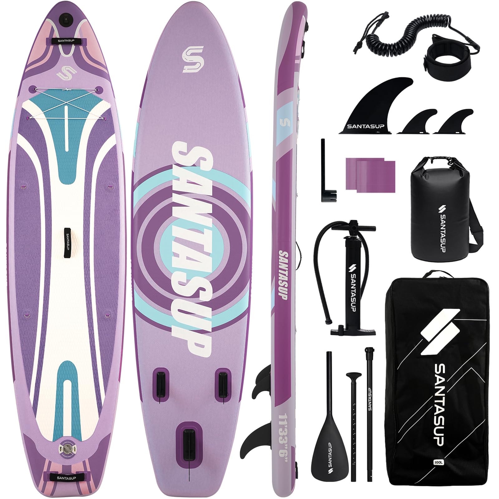 Wide Inflatable Stand Up Paddle Board with Accessories and EVA Deck