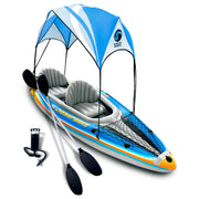 Two Person Inflatable Kayak with Canopy Oars Pump and Carry Bag