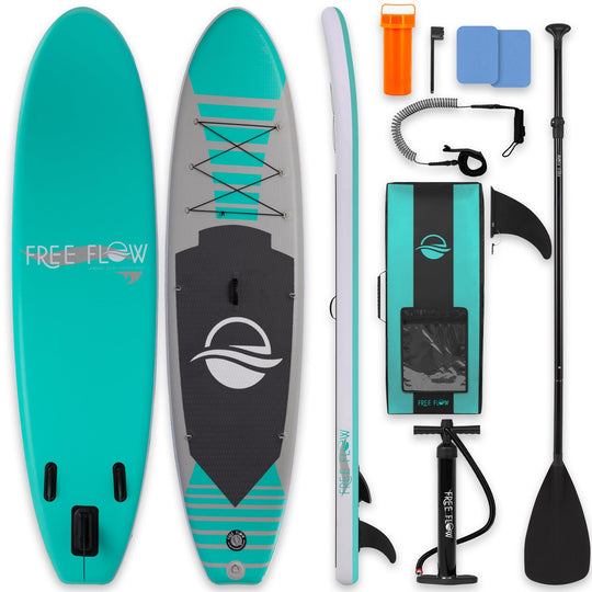 Wide Stable Inflatable Stand Up Paddle Board with SUP Kit and EVA Deck