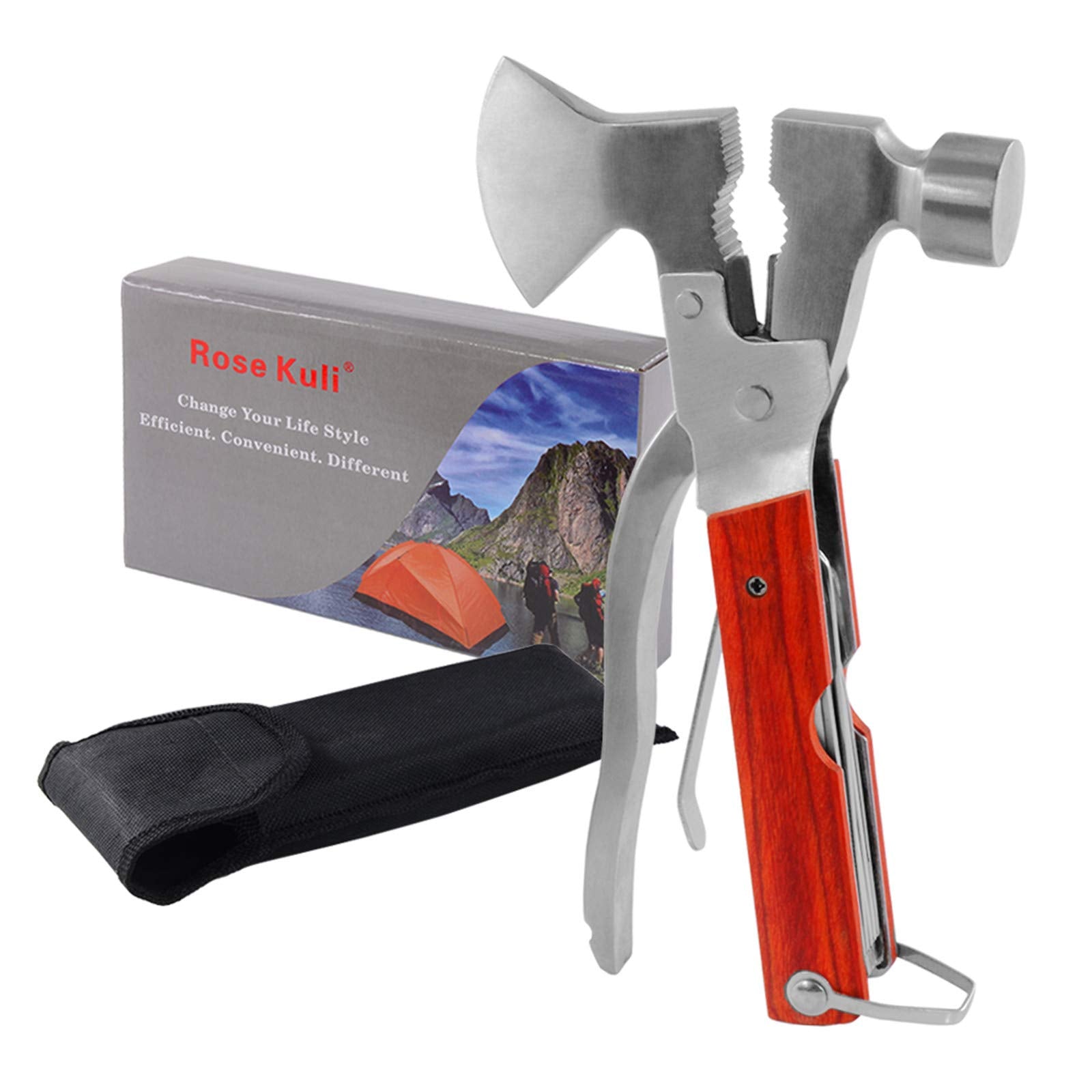 Pocket Multitool with Axe Hammer Pliers for Camping Hiking Survival