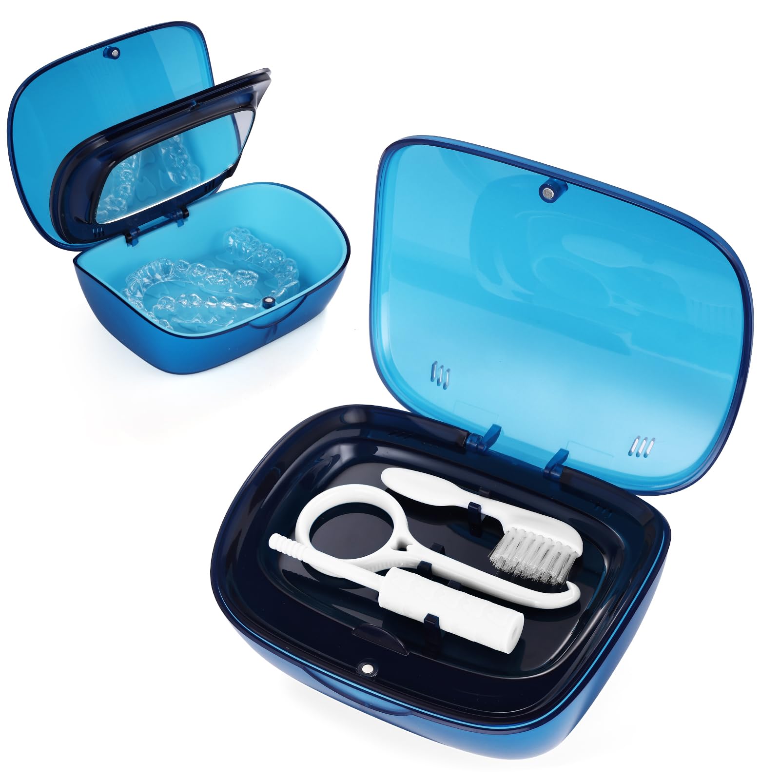 Double Layer Aligner Retainer Case with Mirror Remover Tool Brush