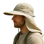 UPF 50 Cooling Wide Brim Sun Hat with Neck Flap for Hiking Fishing