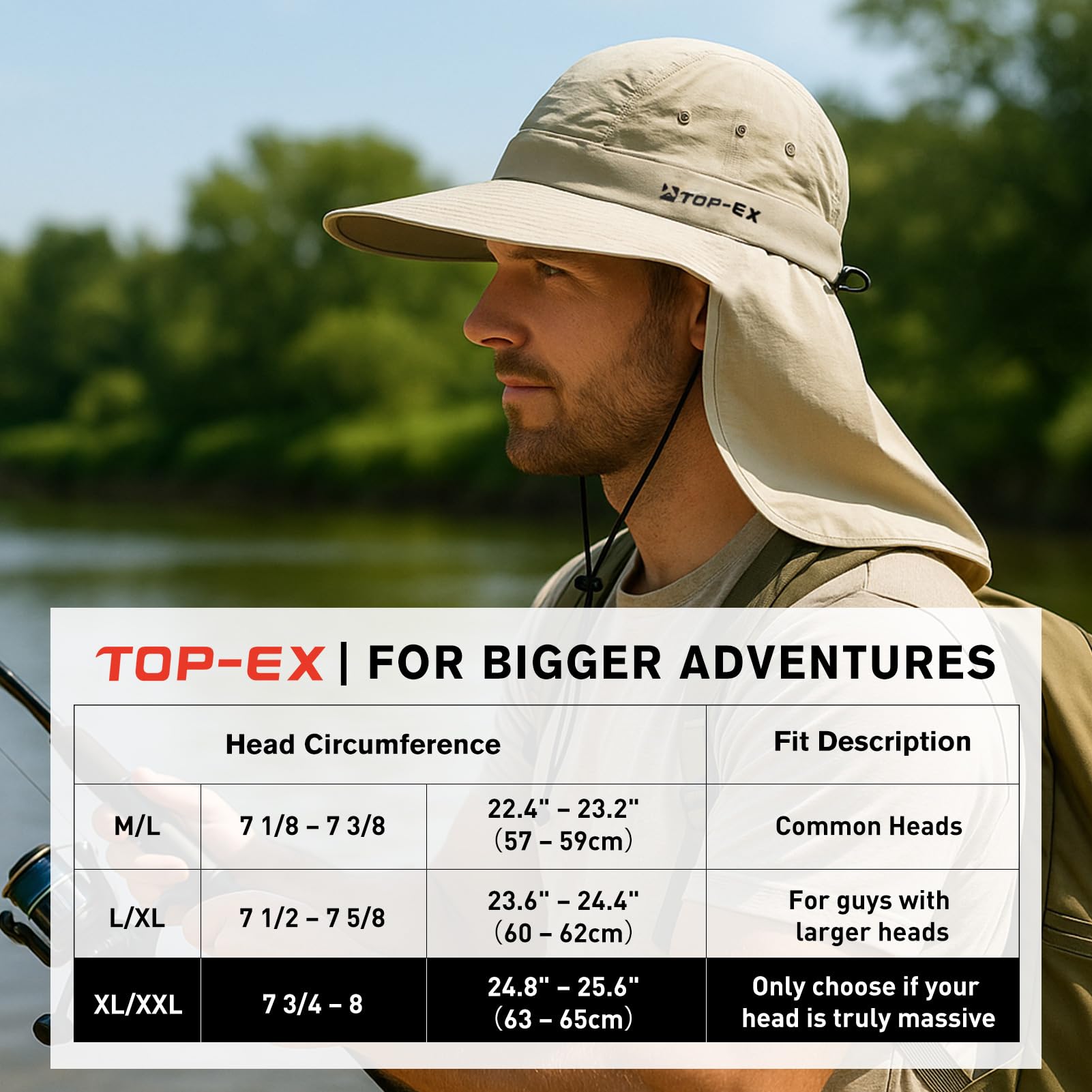 UPF 50 Cooling Wide Brim Sun Hat with Neck Flap for Hiking Fishing