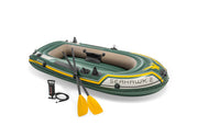 Inflatable Fishing Boat with Oars Pump Rod Holders and Gear Pouch