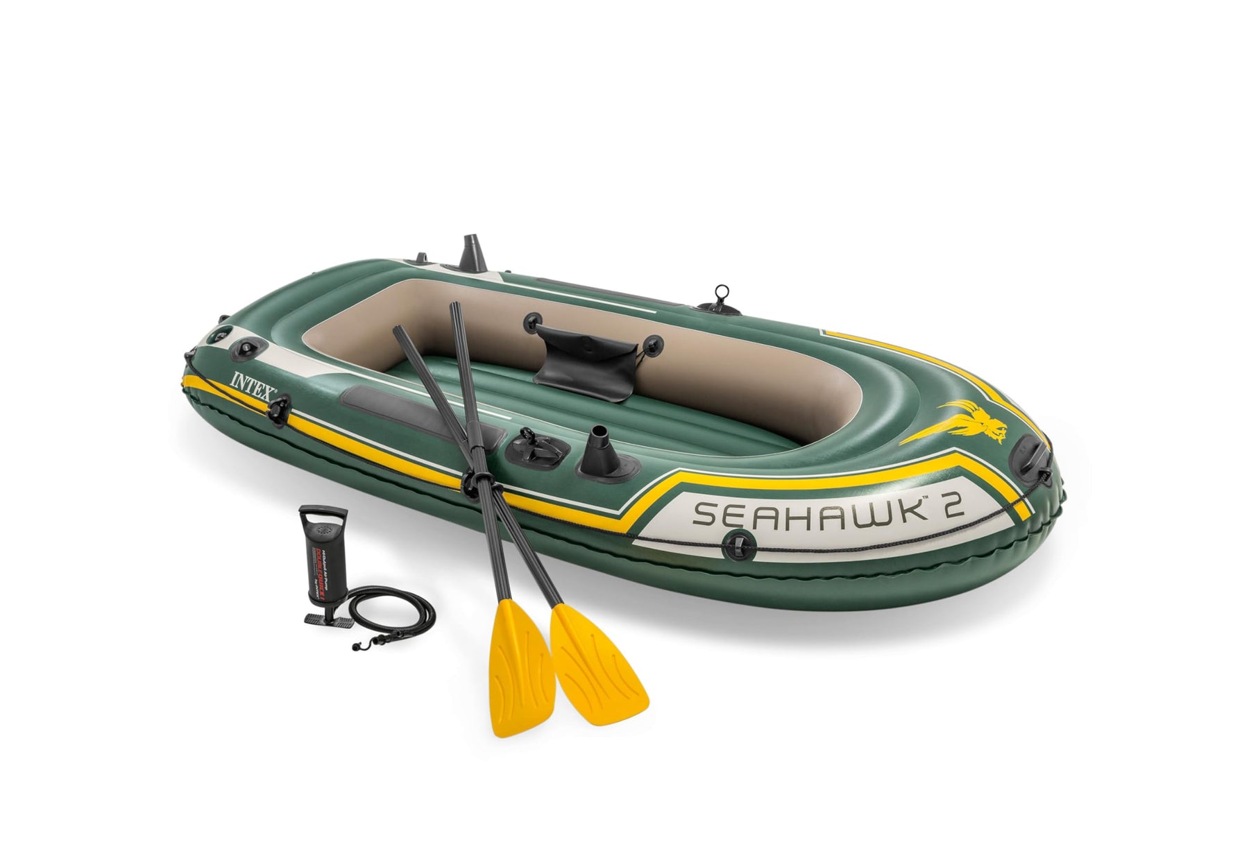 Inflatable Fishing Boat with Oars Pump Rod Holders and Gear Pouch