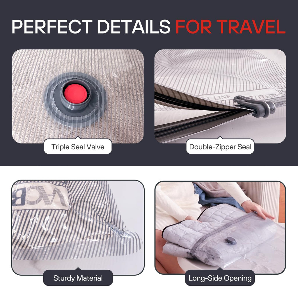 Travel Vacuum Seal Compression Bags for Clothing Carry On Luggage