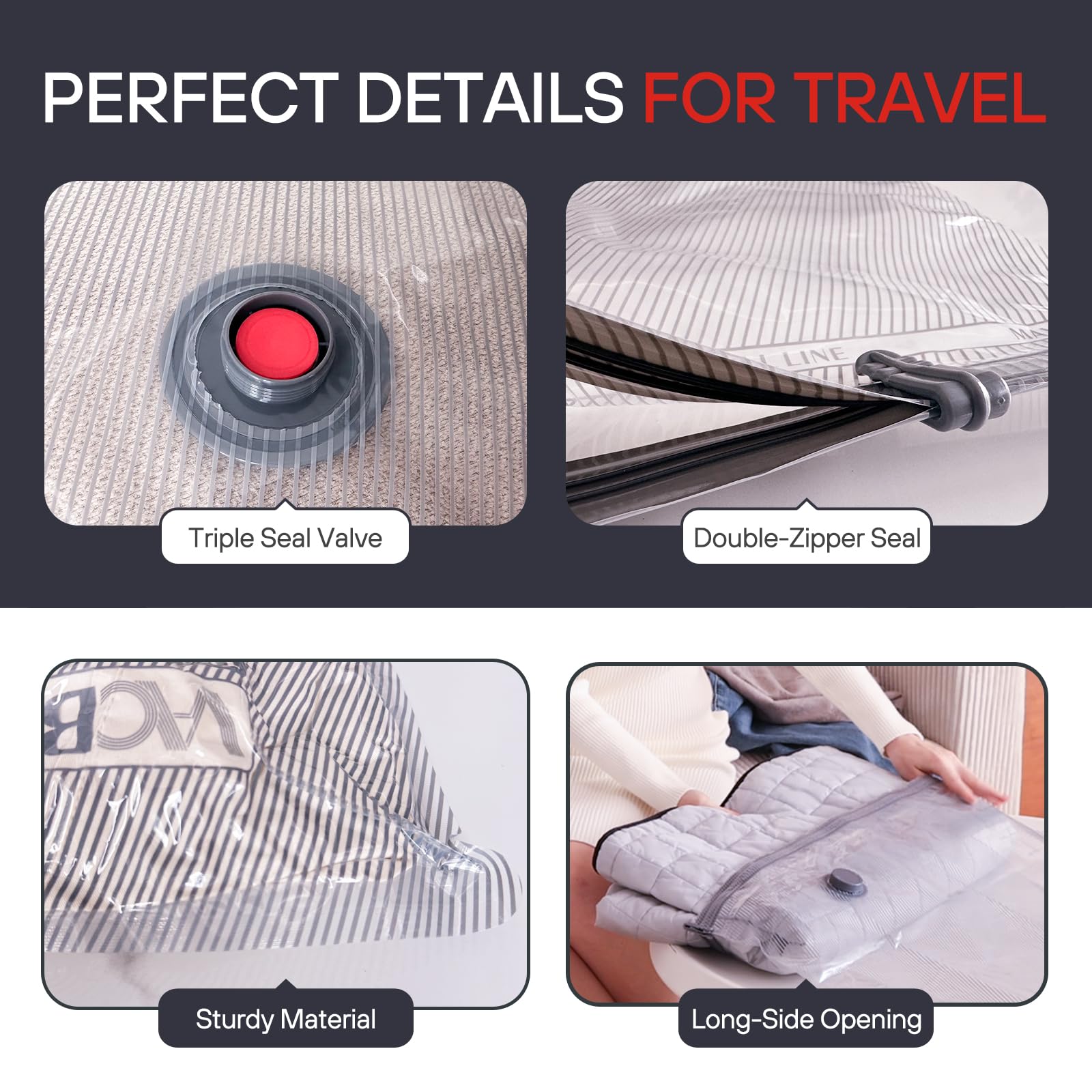 Travel Vacuum Seal Compression Bags for Clothing Carry On Luggage