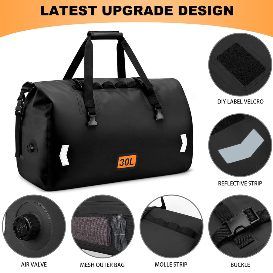 30L 50L 70L Waterproof Roll Top Motorcycle Duffel Dry Bag with Air Valve