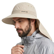 UPF 50 Cooling Wide Brim Sun Hat with Neck Flap for Hiking Fishing