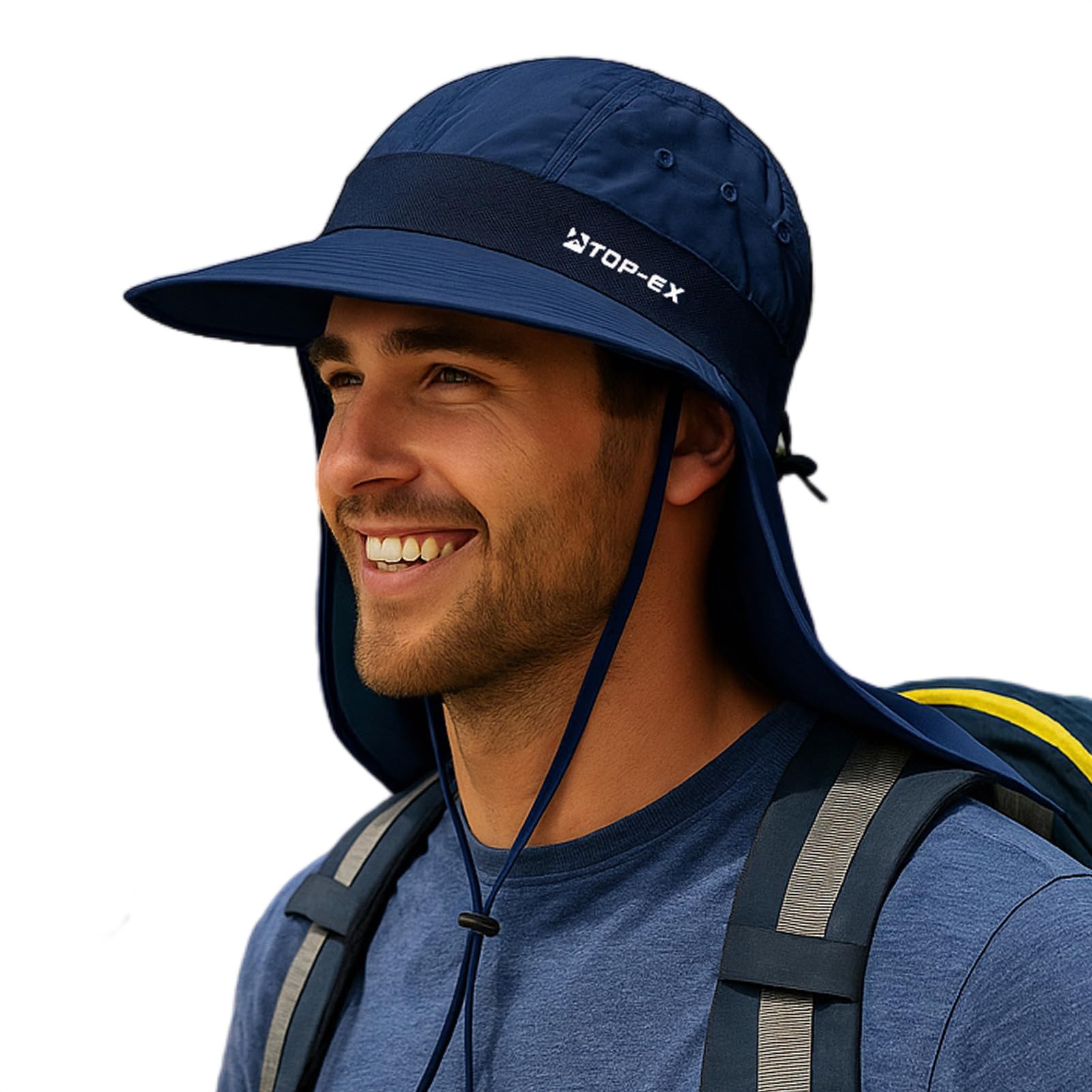 UPF 50 Cooling Wide Brim Sun Hat with Neck Flap for Hiking Fishing