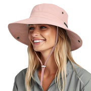 Womens Wide Brim Packable Ponytail Cowboy Sun Hat UV Protection