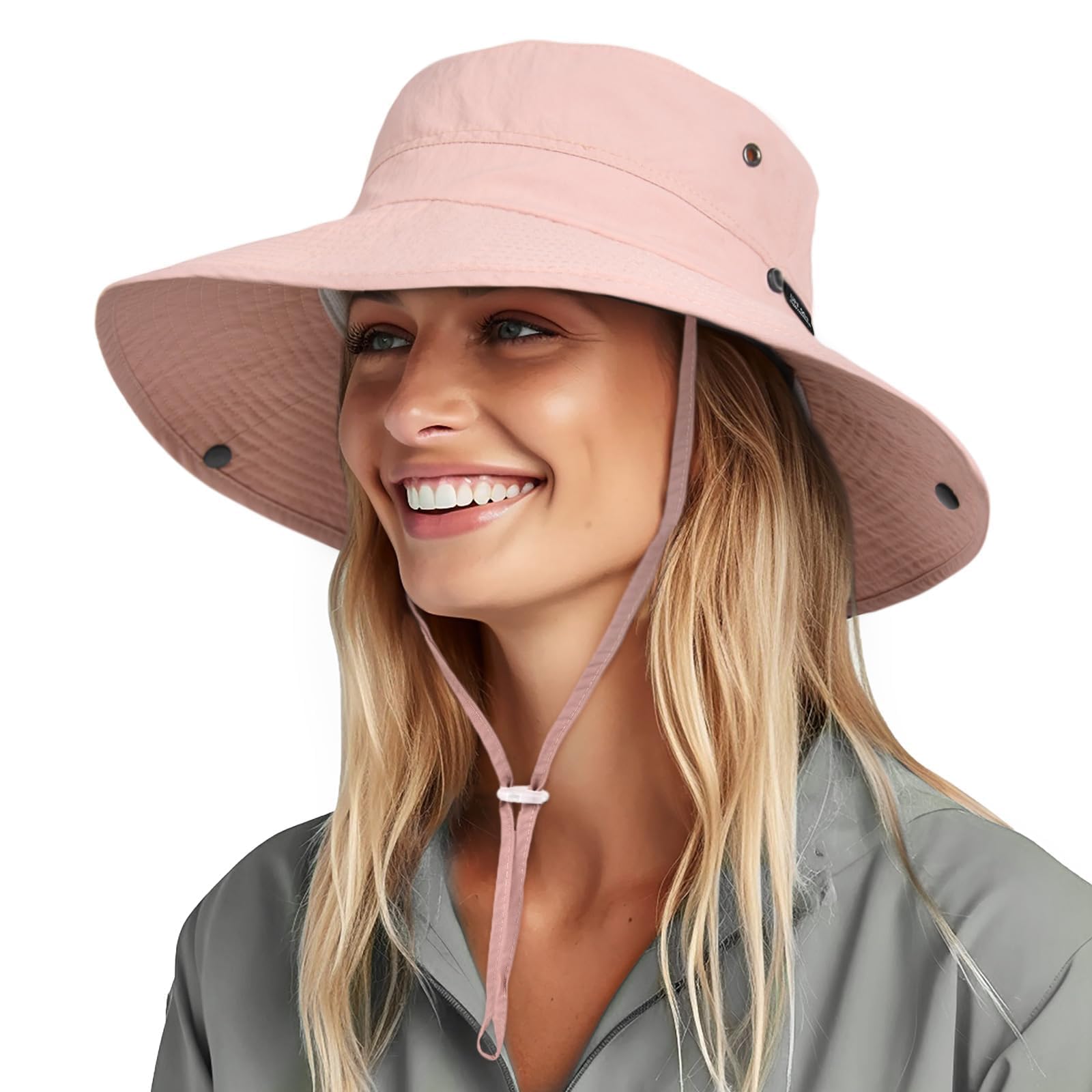Womens Wide Brim Packable Ponytail Cowboy Sun Hat UV Protection
