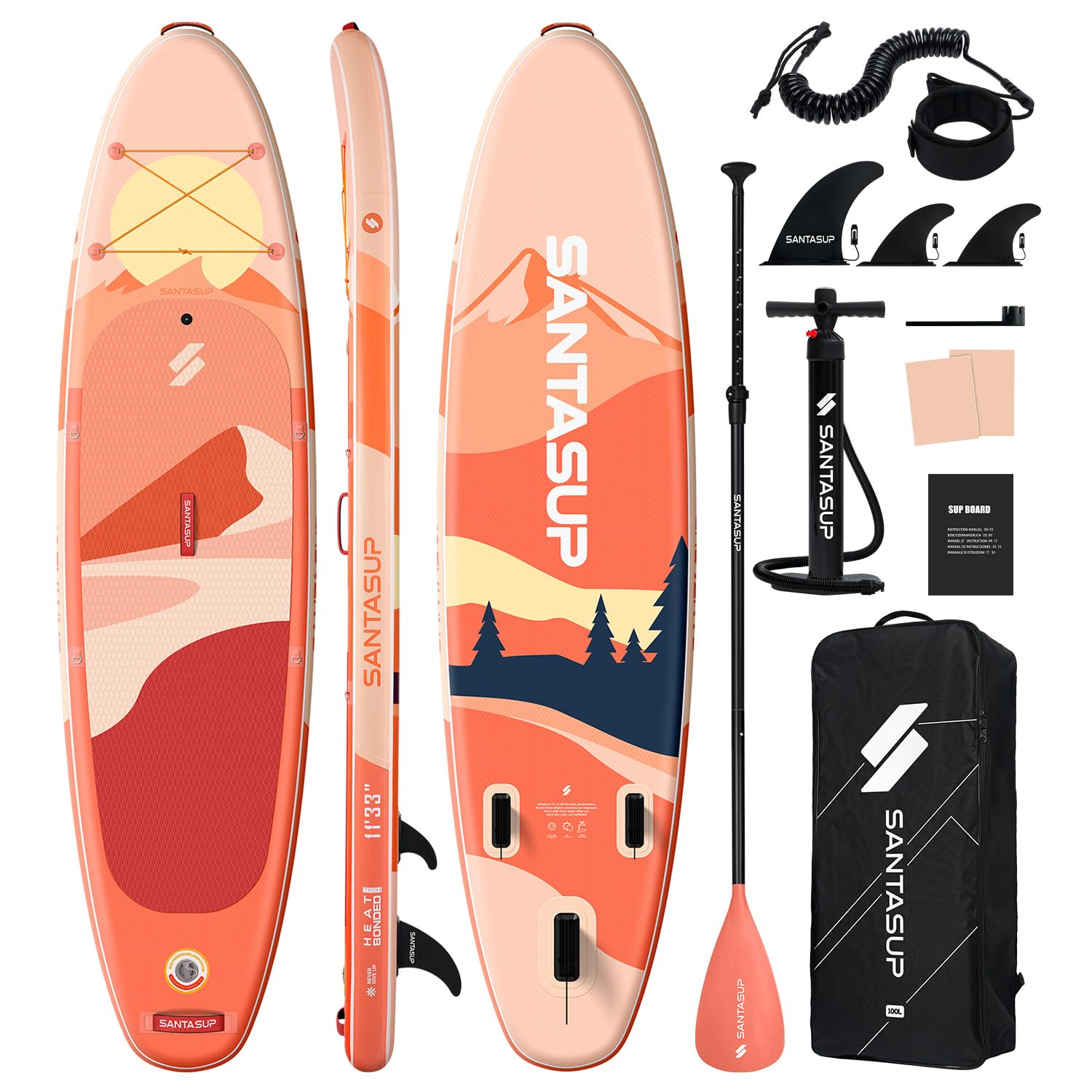Wide Inflatable Stand Up Paddle Board with Accessories and EVA Deck