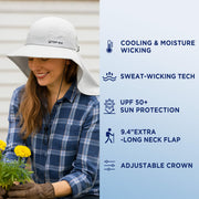 UPF 50 Cooling Wide Brim Sun Hat with Neck Flap for Hiking Fishing