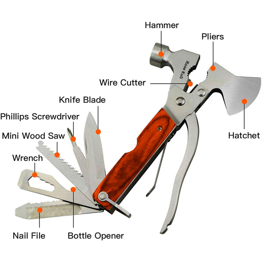 Pocket Multitool with Axe Hammer Pliers for Camping Hiking Survival