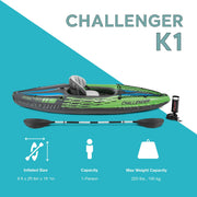 Two Pack Durable One Person Inflatable Kayak Set with Oar and Pump