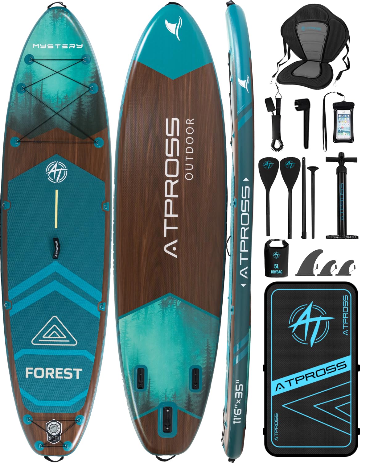 Extra Wide Inflatable Stand Up Paddle Board with SUP Kit and Backpack