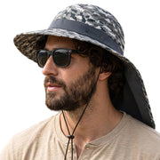 UPF 50 Cooling Wide Brim Sun Hat with Neck Flap for Hiking Fishing
