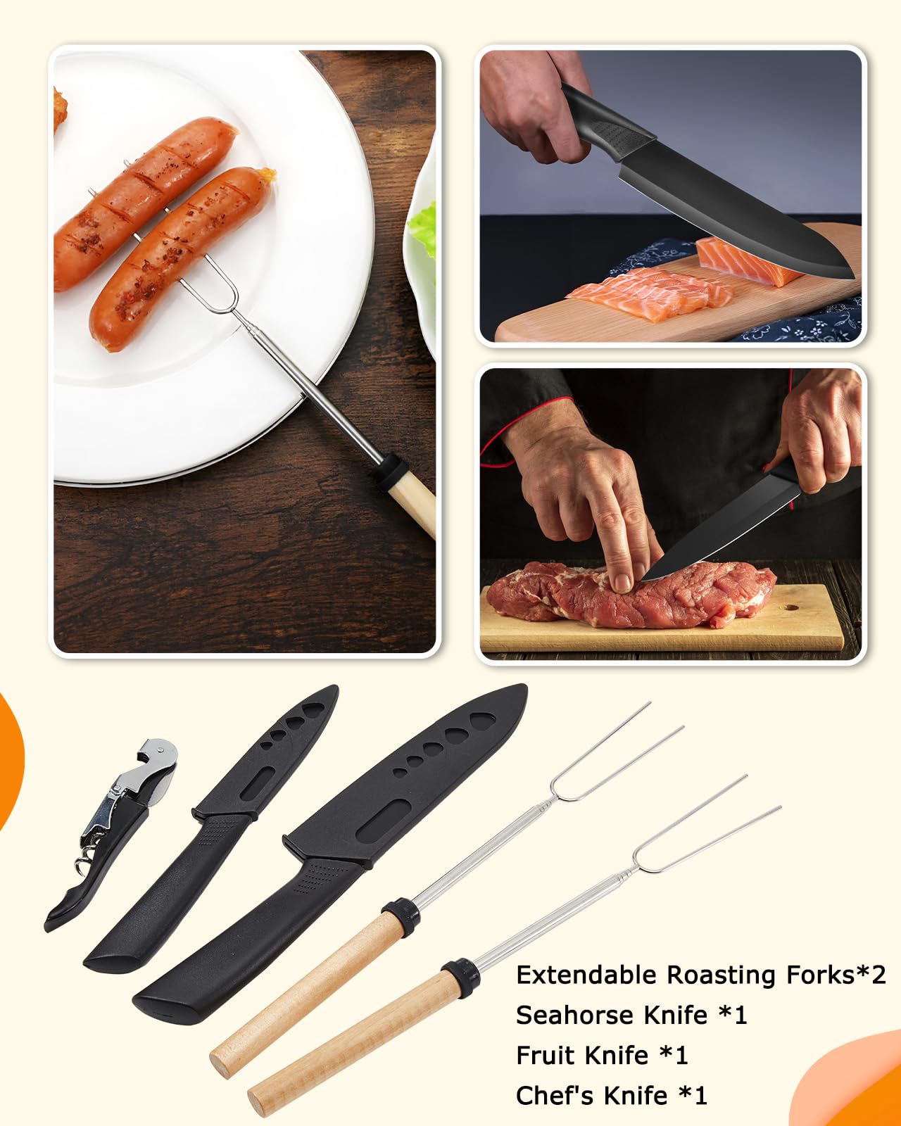 Camping Cooking Utensil Set Stainless Steel Silicone Camp Kitchen Gear