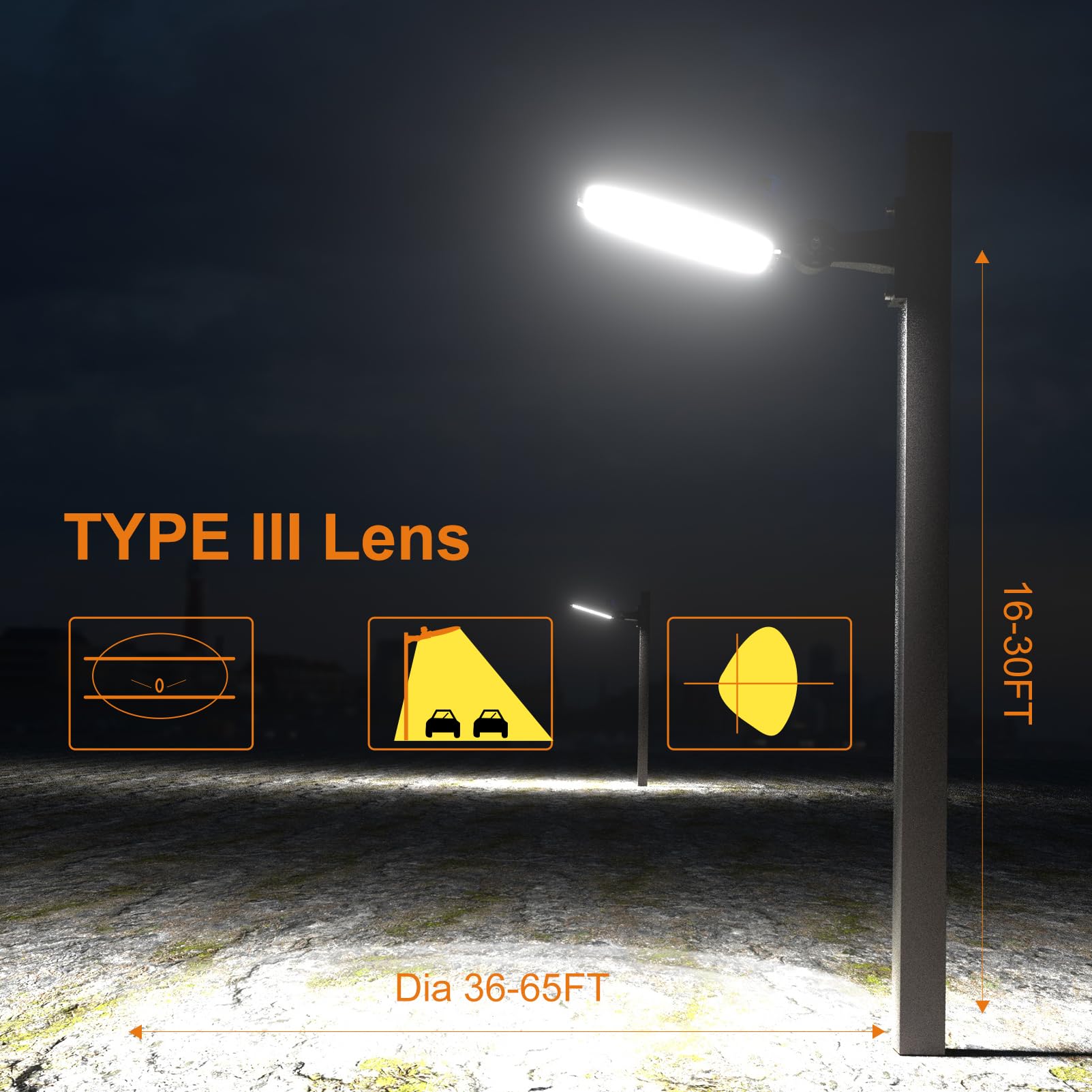 Commercial LED Parking Lot Lights with Arm Mount and Photocell 4 Pack