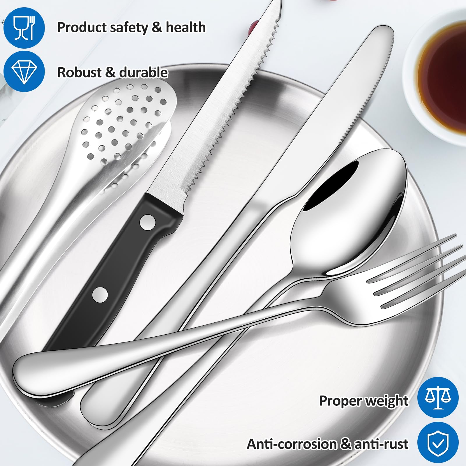Stainless Steel Camping Silverware Kit with Cutlery Organizer