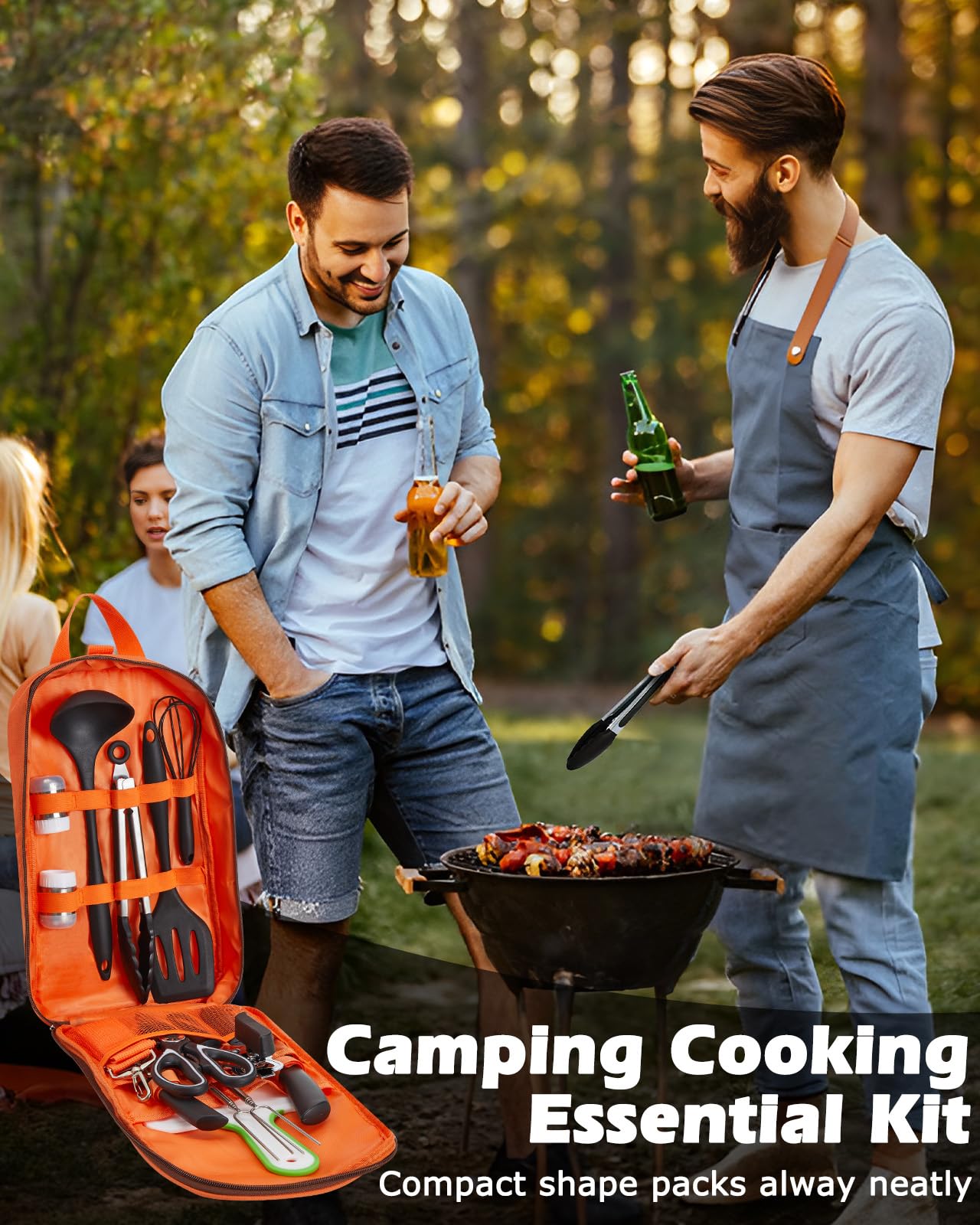 Camping Cooking Utensil Set Stainless Steel Silicone Camp Kitchen Gear