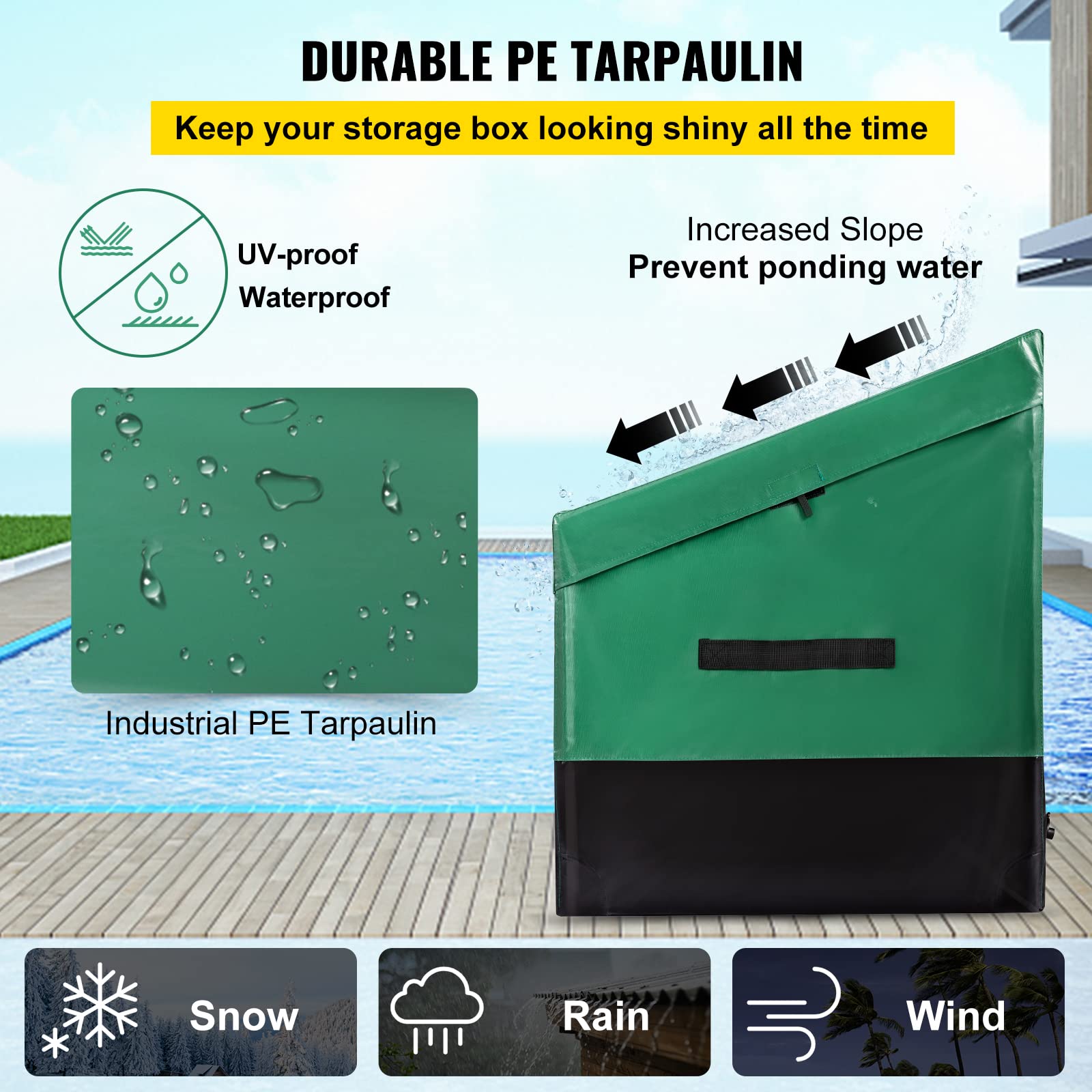 100 Gallon Waterproof Outdoor Storage Deck Box with Galvanized Frame