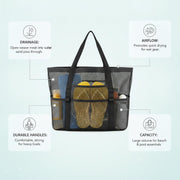 Nylon Mesh Beach Tote Bag Portable Pool Carry Bag with Handles