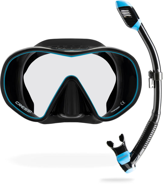 Frameless Single Lens Scuba Mask and Dry Snorkel for Diving