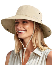 Womens Wide Brim Packable Ponytail Cowboy Sun Hat UV Protection