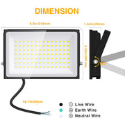 Hardwired Outdoor LED Flood Lights Super Bright IP66 Waterproof 2 Pack