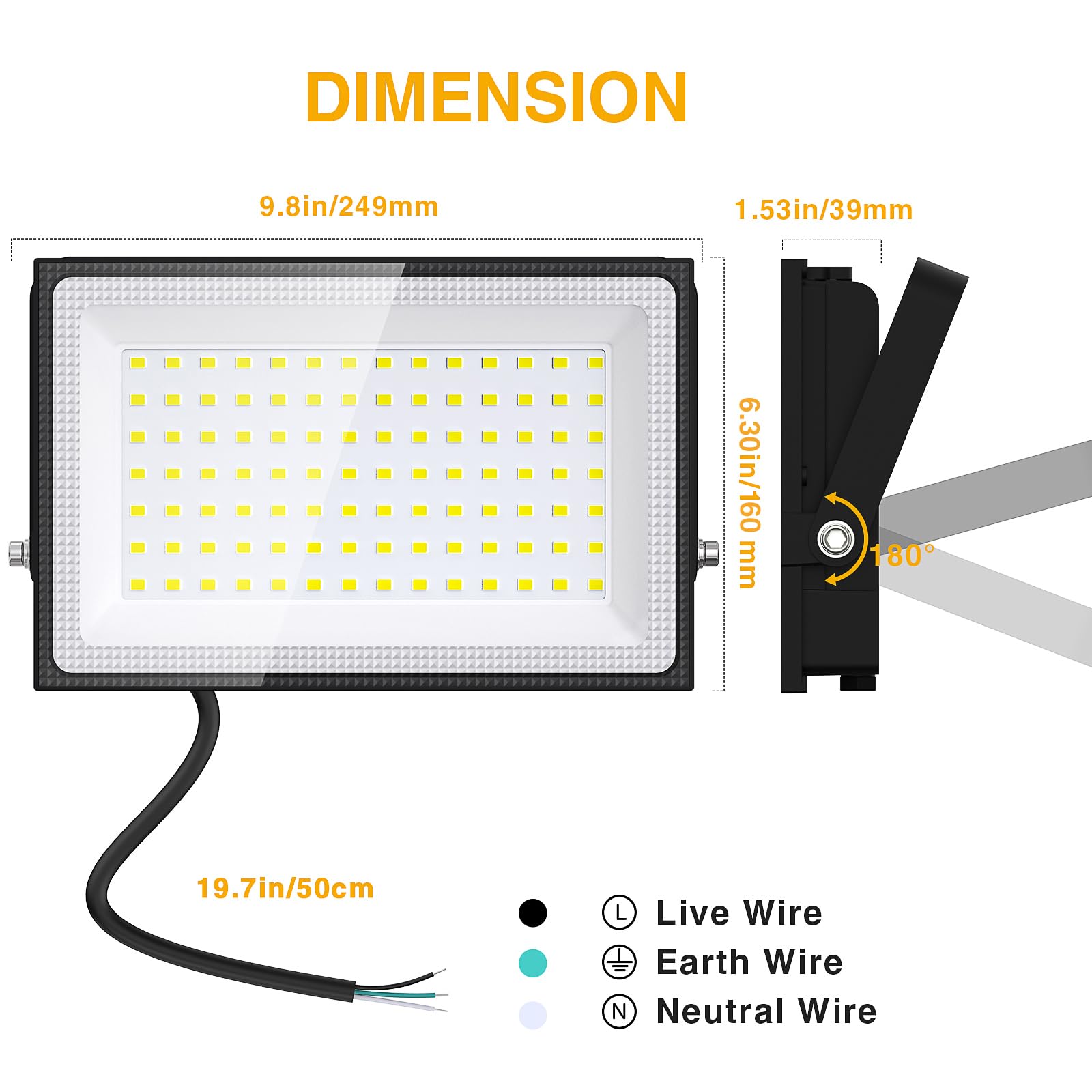 Hardwired Outdoor LED Flood Lights Super Bright IP66 Waterproof 2 Pack