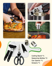 Camping Cooking Utensil Set Stainless Steel Silicone Camp Kitchen Gear