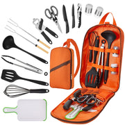 Camping Cooking Utensil Set Stainless Steel Silicone Camp Kitchen Gear