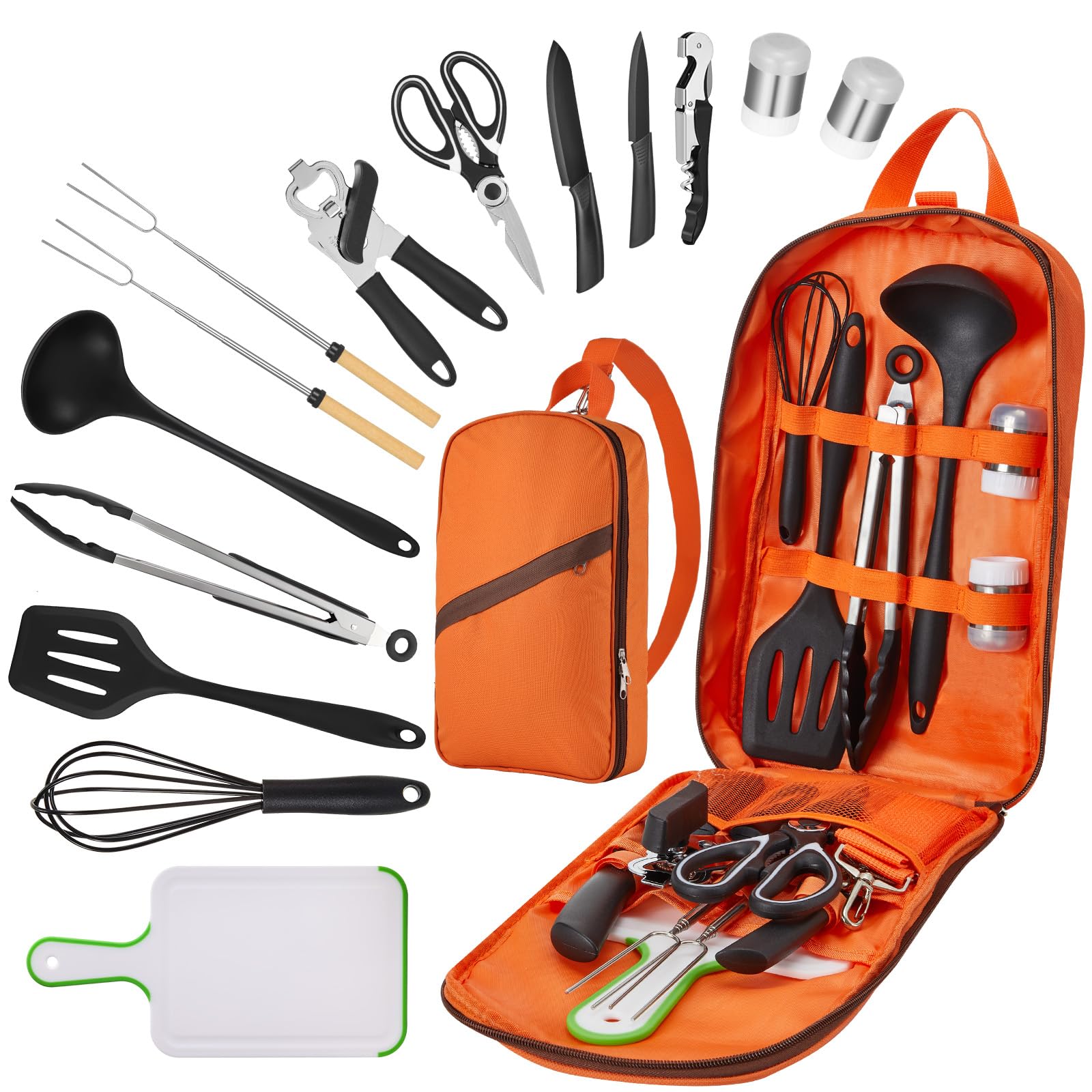 Camping Cooking Utensil Set Stainless Steel Silicone Camp Kitchen Gear