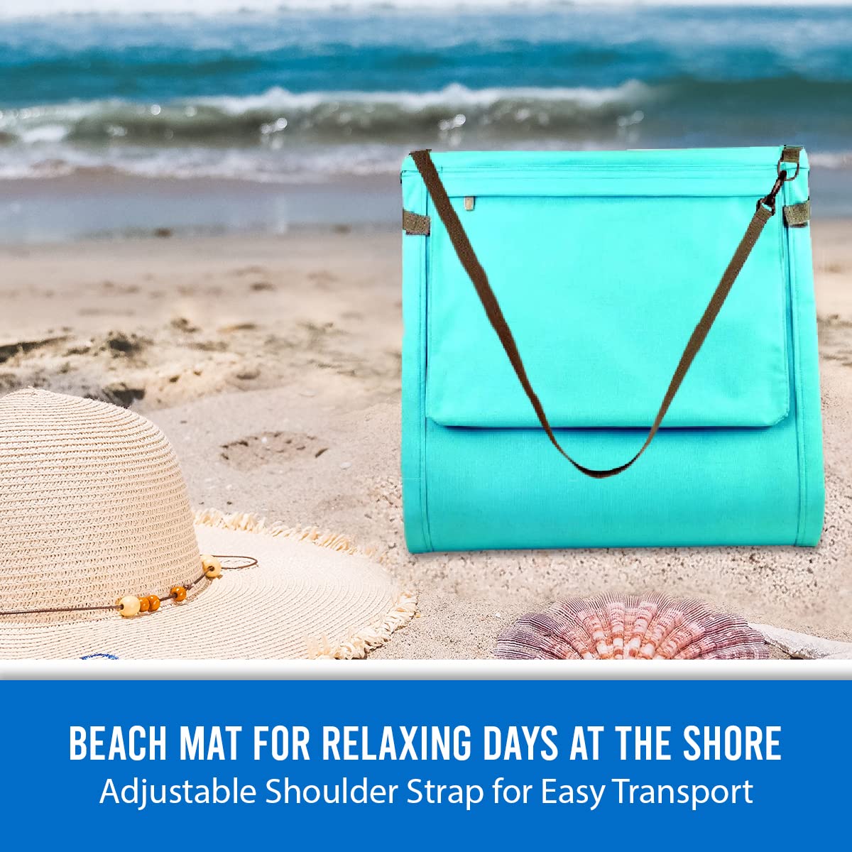 Extra Thick Portable Beach Mat Lounge Chair with Attached Zippered Tote
