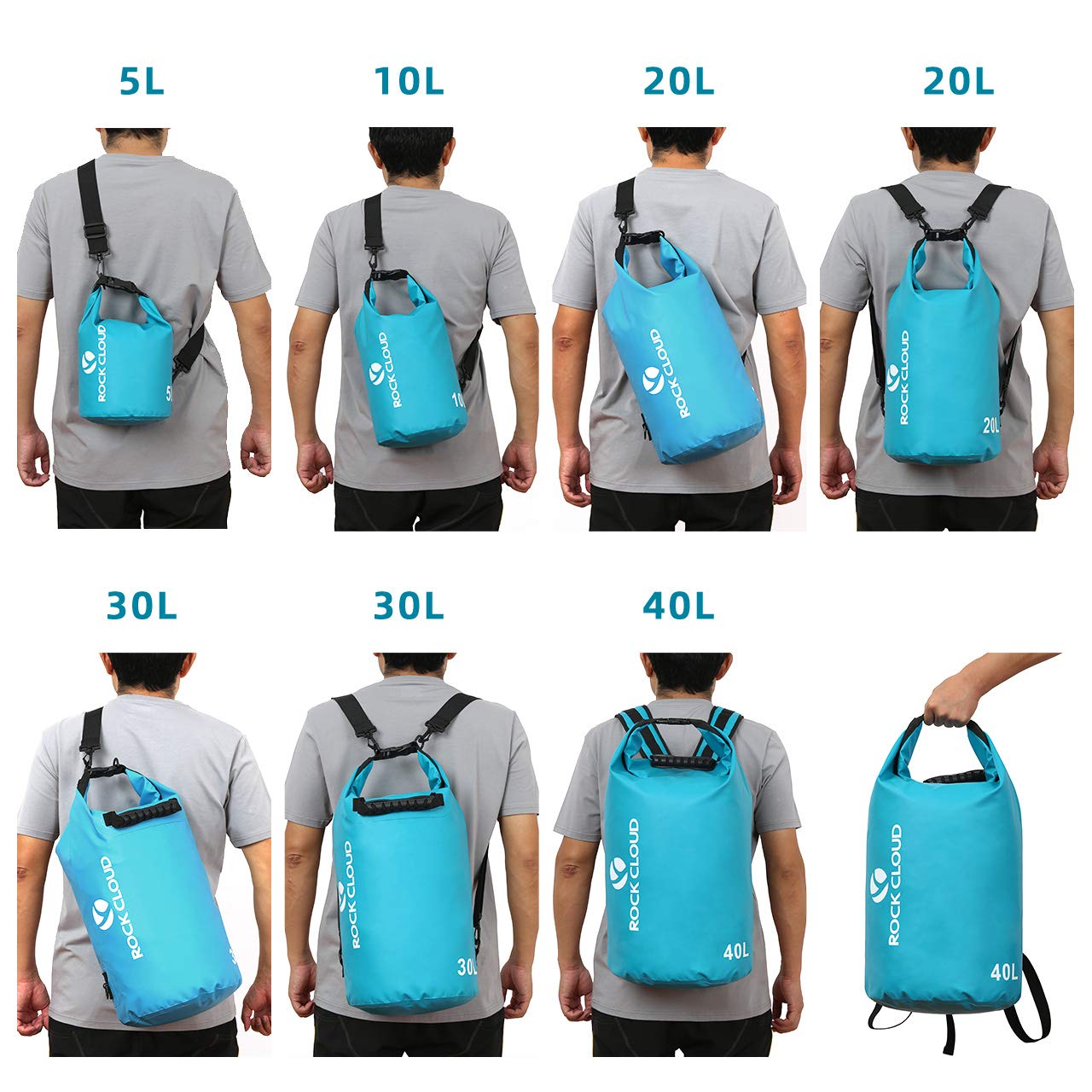 5L 10L 20L 30L 40L Waterproof Dry Bag for Kayaking Camping
